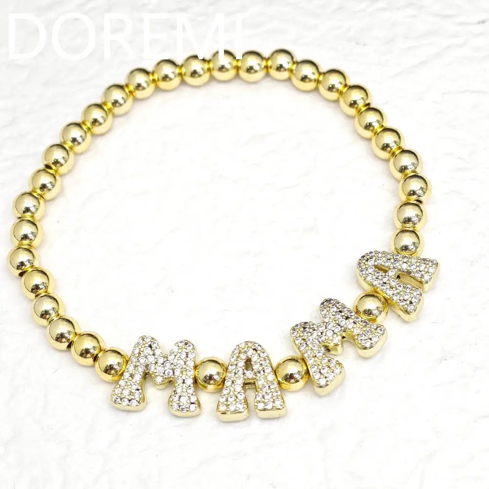 DOREMI Brass Letters Beads Bracelet Custom Jewelry Gift Friendship Bracelets Beads Personalized Initial Bubble Letter Bracelet Brief Boxers