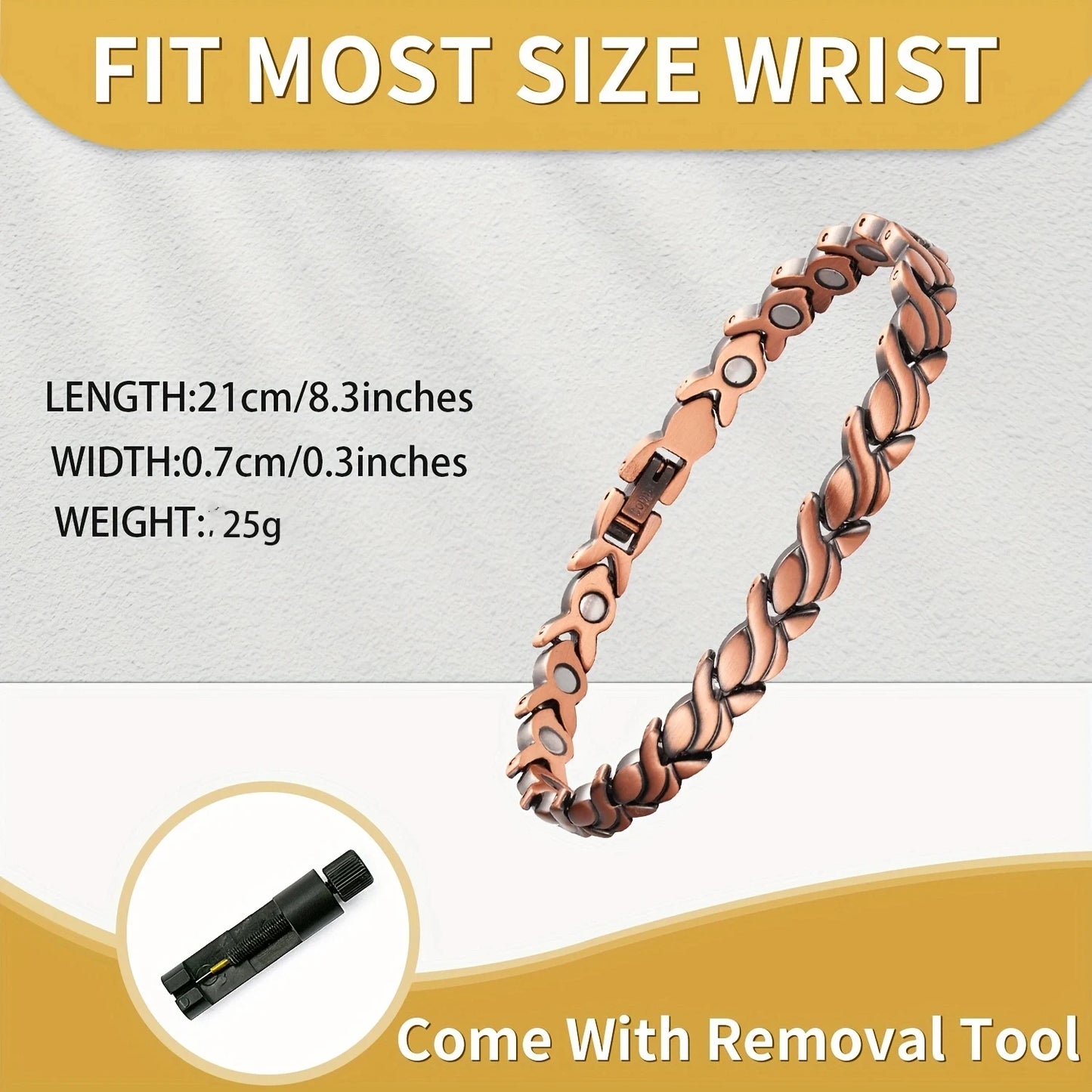 Copper magnetic bracelet with classic flowers for adjustable gifts for family and friends