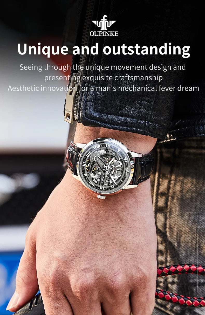 OUPINKE 3173 Top Brand Mechanical Watch For Men Hollow Deep Waterproof Automatic Wristwatch Roman Scale Original Man Watches Brief Boxers