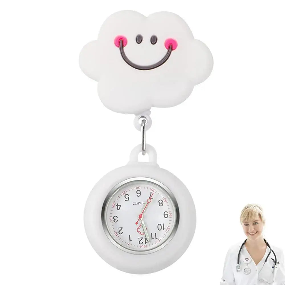 Clip-On Analog Digital Cute Silicone High-Quality Nurse Watch Brooch Pocket Quartz Movement Stethoscope Retractable Fob Watch