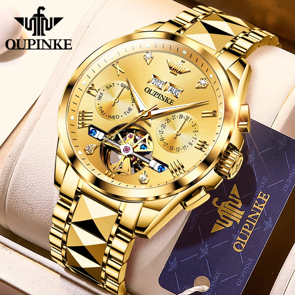 OUPINKE 3186 Luxury Hollow Mechanical Watch For Men Auto Date Deep Waterproof Wristwatch Top Brand Roman Scale Man Dress Watch Brief Boxers