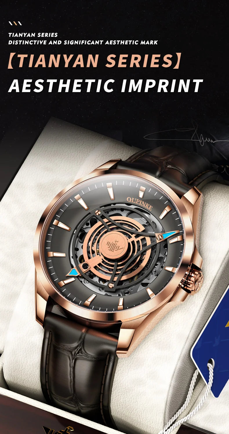 OUPINKE 3206 Top Brand Mechanical Dress Watch For Men Luxury Fashion Waterproof Wristwatch Hollow Business Automatic Man Watches Brief Boxers