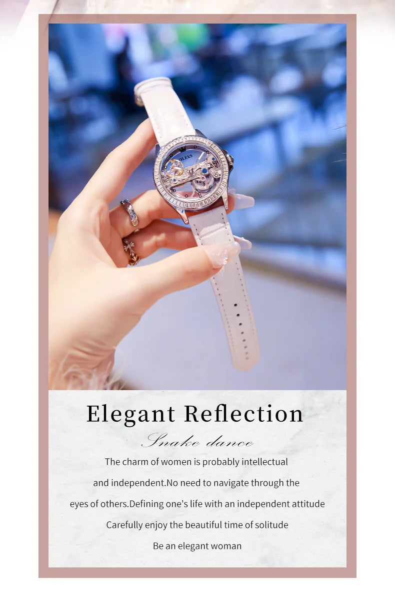 OLEVS 6699 Luxury Original Mechanical Watch For Women Hollow Skeleton Top Brand Wristwatch Waterproof Fashion Woman Watches 2024 Brief Boxers