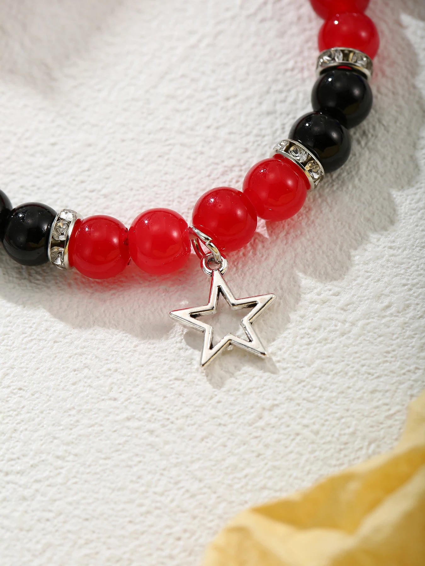 2 Pcs of Couples Fashion All-matching Beaded Bracelets, Stars Pendant Elastic Retractable Heart Shape Magnetic Bracelets