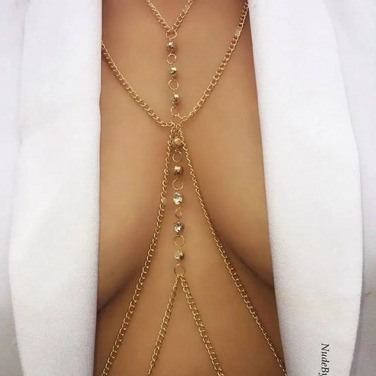 Stonefans Round Crystal Chest Chain Low Waist Rave Women Underwear Summer Festival Rhinestone Body Chain Harness Party Jewelry Brief Boxers