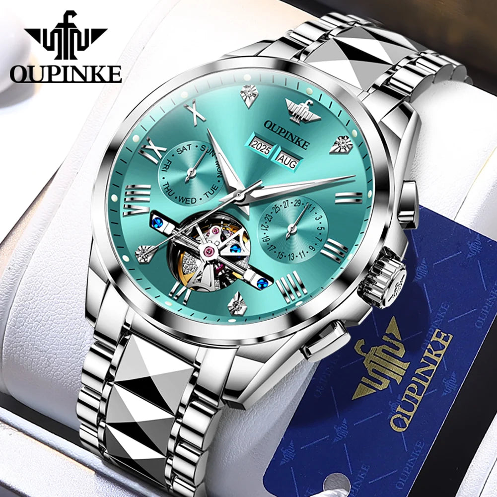 OUPINKE 3240 New Version Automatic Mechanical Watch For Men 44mm Big Dial Deep Waterproof Man Wristwatch Luxury Hollow Watches Brief Boxers