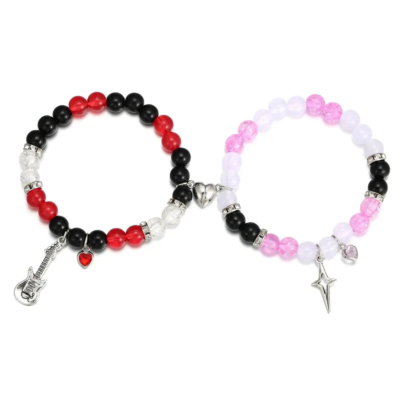 2 Pcs Magnetic Spider Bracelets, Couple Bracelet,Lover Bracelets, Energy Stone Beads, Animal Charm Bracelet GUITAR