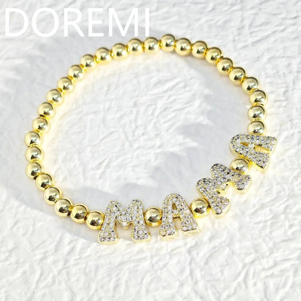 DOREMI Brass Letters Beads Bracelet Custom Jewelry Gift Friendship Bracelets Beads Personalized Initial Bubble Letter Bracelet Brief Boxers