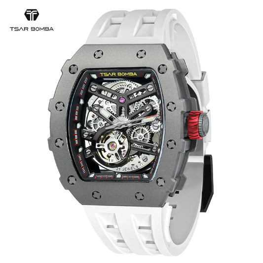 TSAR BOMBA Skeleton Mens Automatic Watches Titanium Mechanical Wristwatch for Men Fashion Waterproof Clock Mens Gifts Brief Boxers