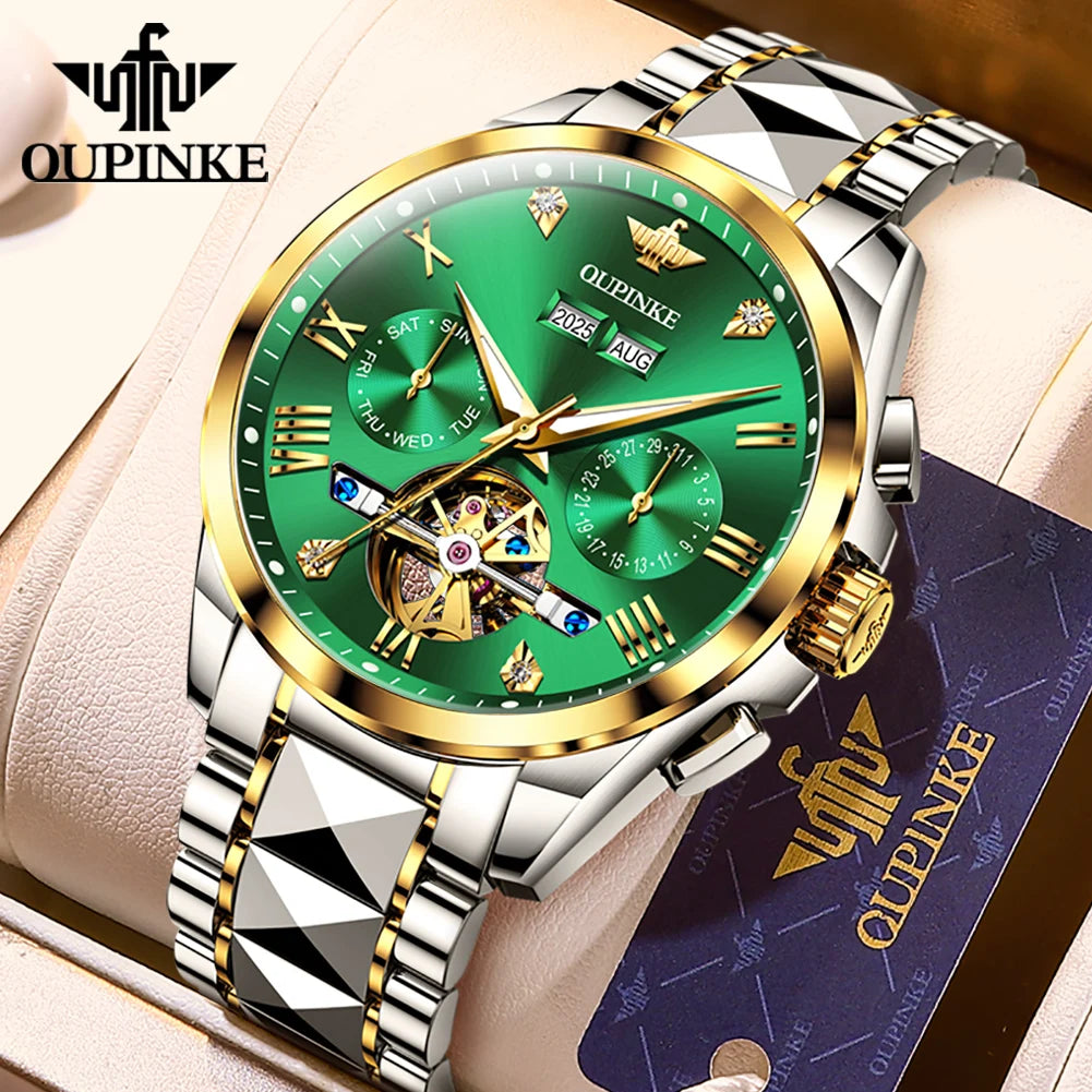 OUPINKE 3240 New Version Automatic Mechanical Watch For Men 44mm Big Dial Deep Waterproof Man Wristwatch Luxury Hollow Watches Brief Boxers