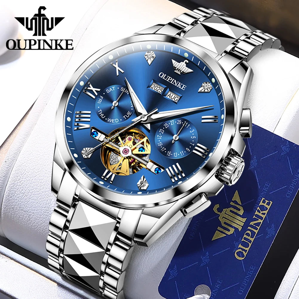 OUPINKE 3240 New Version Automatic Mechanical Watch For Men 44mm Big Dial Deep Waterproof Man Wristwatch Luxury Hollow Watches Brief Boxers