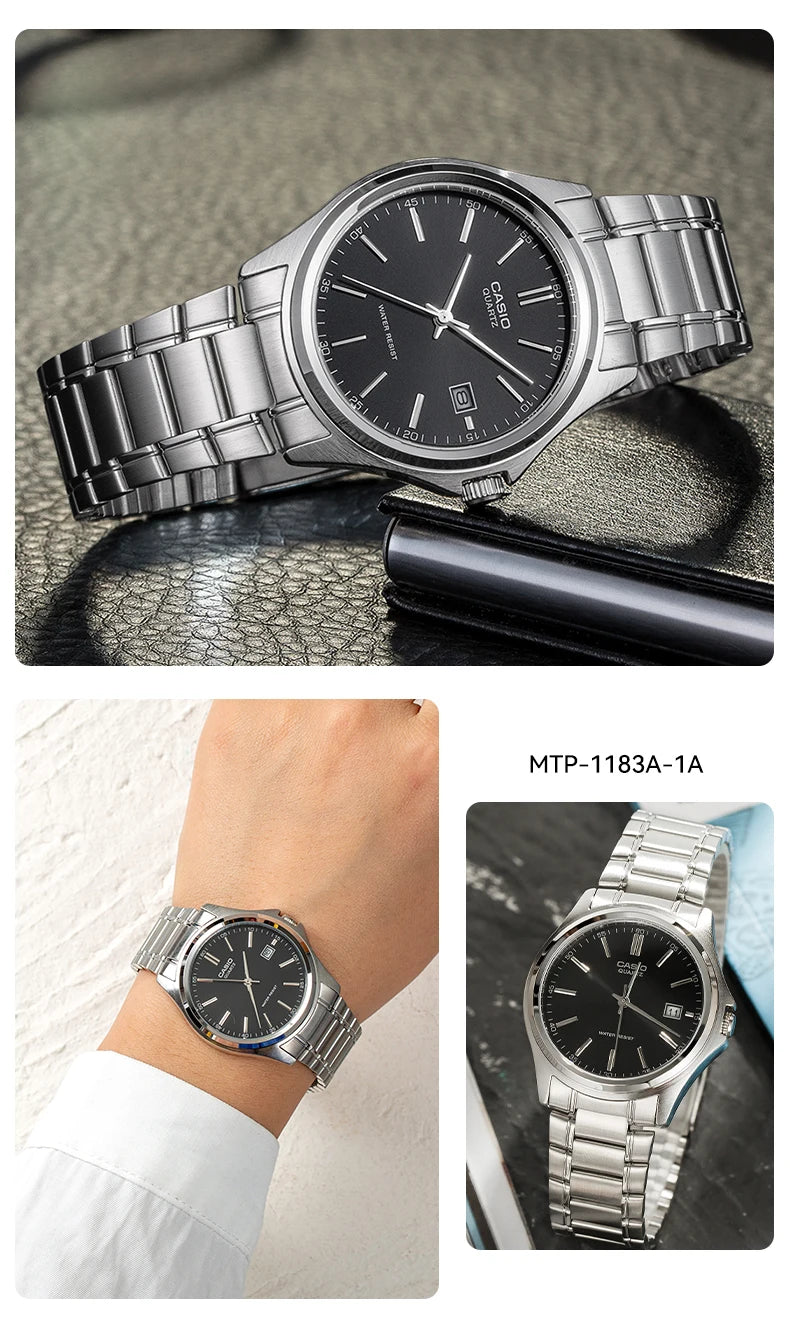 Casio MTP-1183A Women Watch Steel Belt Leather Leisure High Luxury Business Date Simple Diamond Face Quartz Watch Men Watch