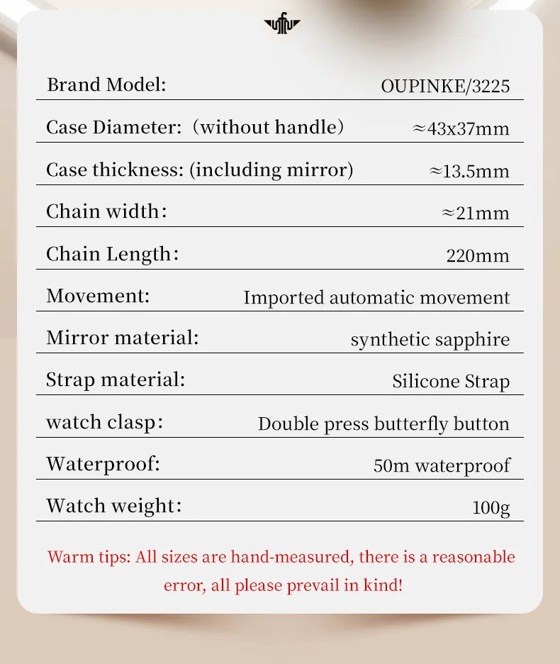 OUPINKE 3225 Top Brand Skeleton Mechanical Watch For Women Diamond Luxury Deep Waterproof Wristwatch Big Dial Fashion Watches Brief Boxers