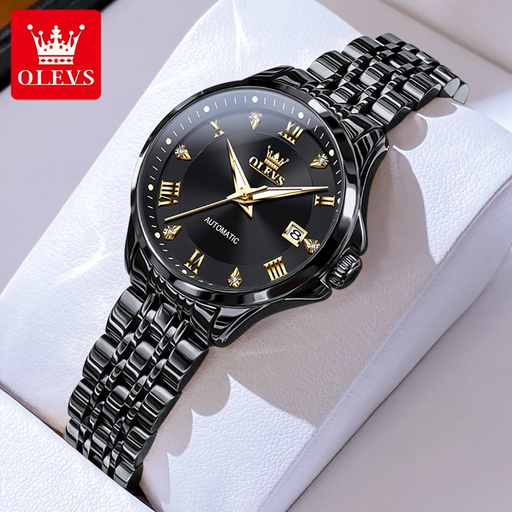 OLEVS 6702 Fashion Elegant Woman Mechanical Wristwatch Roman Scale Luminous Waterproof Watch For Woman Calendar Luxury Watches Brief Boxers