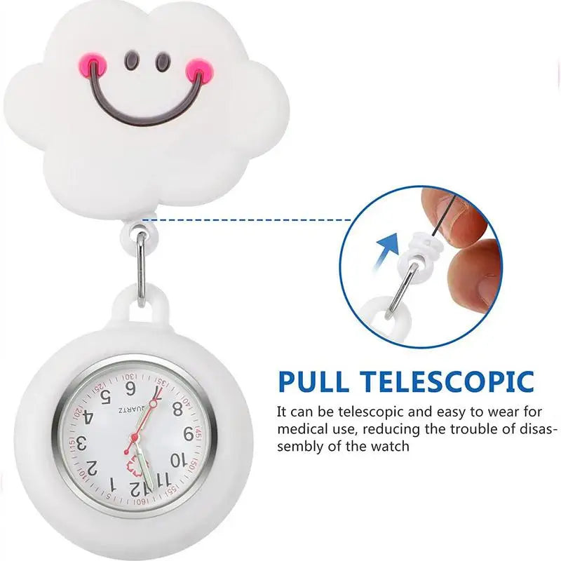 Clip-On Analog Digital Cute Silicone High-Quality Nurse Watch Brooch Pocket Quartz Movement Stethoscope Retractable Fob Watch