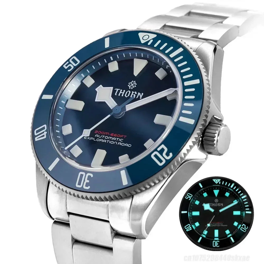 THORN 39mm Homage Titanium Watch For Men Vintage PT5000 Movement Automatic Sapphire Crystal C3 Super Luminous 200M Waterproof