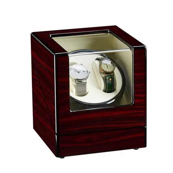 Double Watch Winder Automatic Rotation Wood Display Case Storage Organizer Brief Boxers