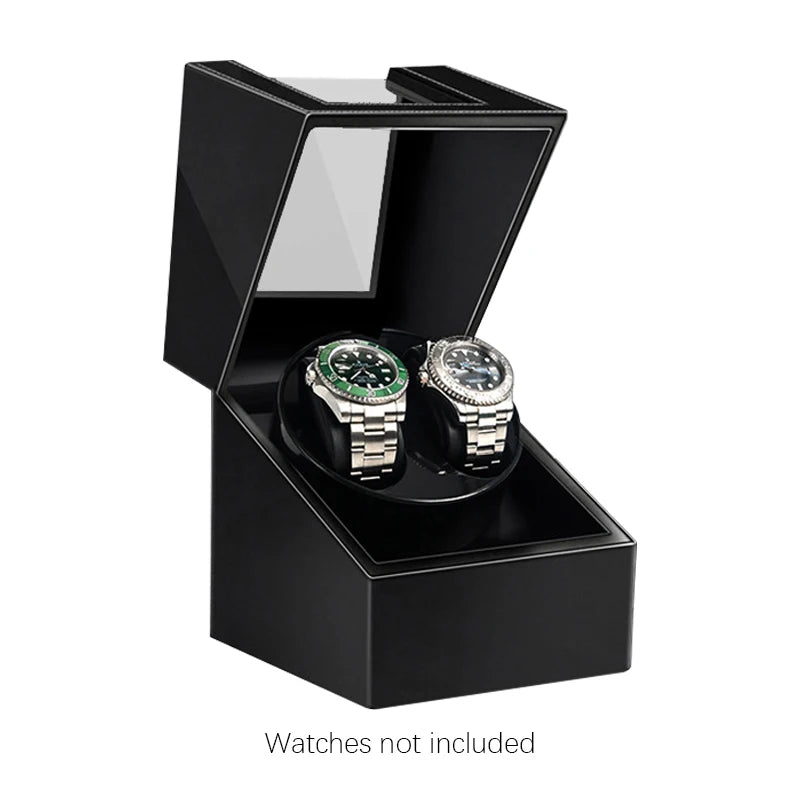 1pc Niworkshop 2 Slots Automatic Watch Winder, Luxury PU leather Watch Box with Silent Motor, Flexible Watch Pillow Brief Boxers