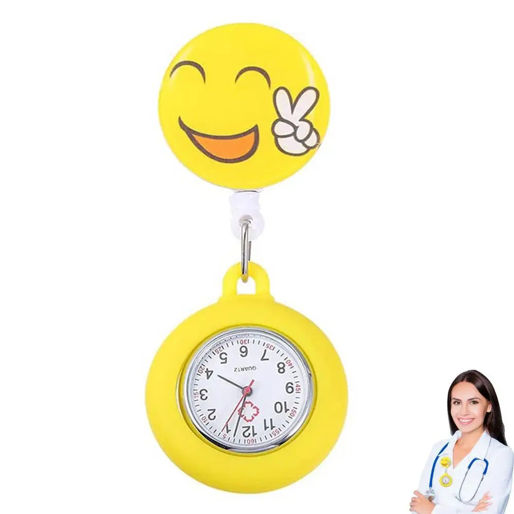 Clip-On Analog Digital Cute Silicone High-Quality Nurse Watch Brooch Pocket Quartz Movement Stethoscope Retractable Fob Watch