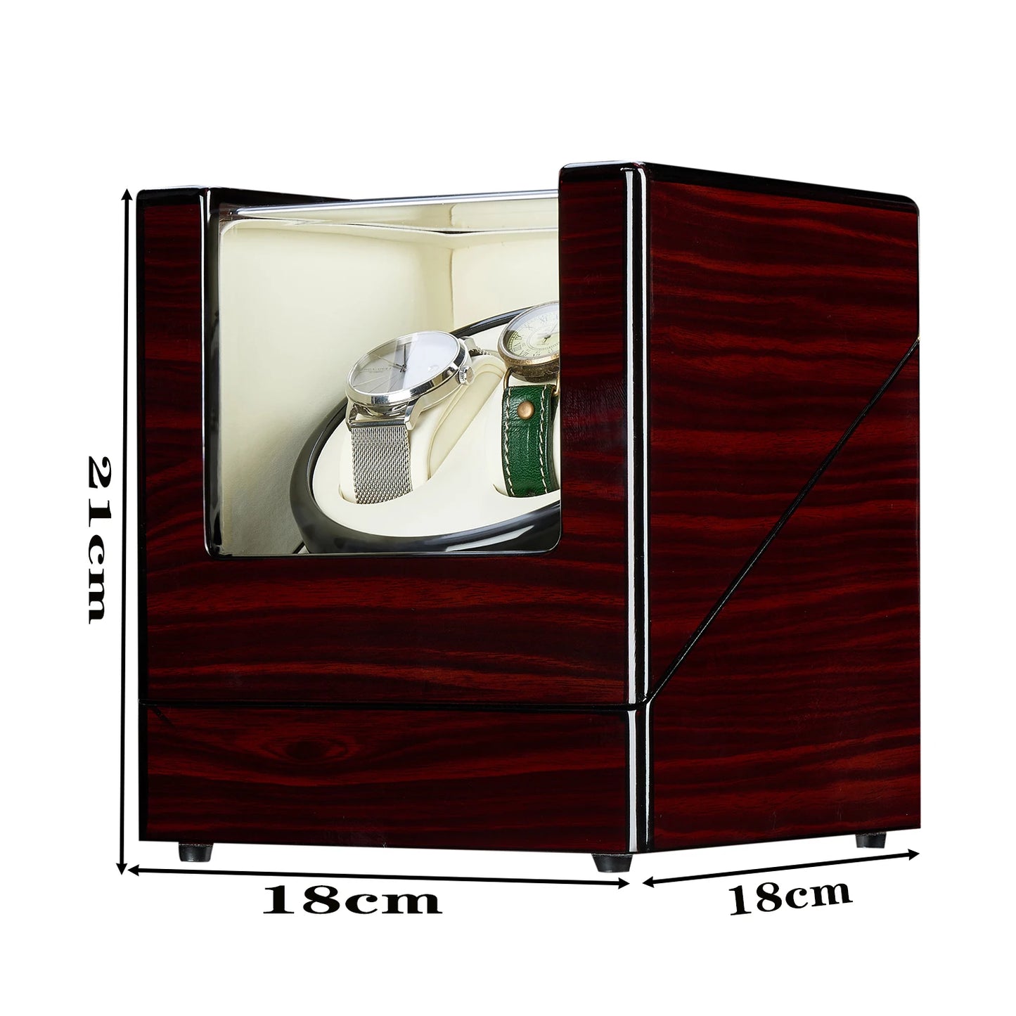 Double Watch Winder Automatic Rotation Wood Display Case Storage Organizer Brief Boxers