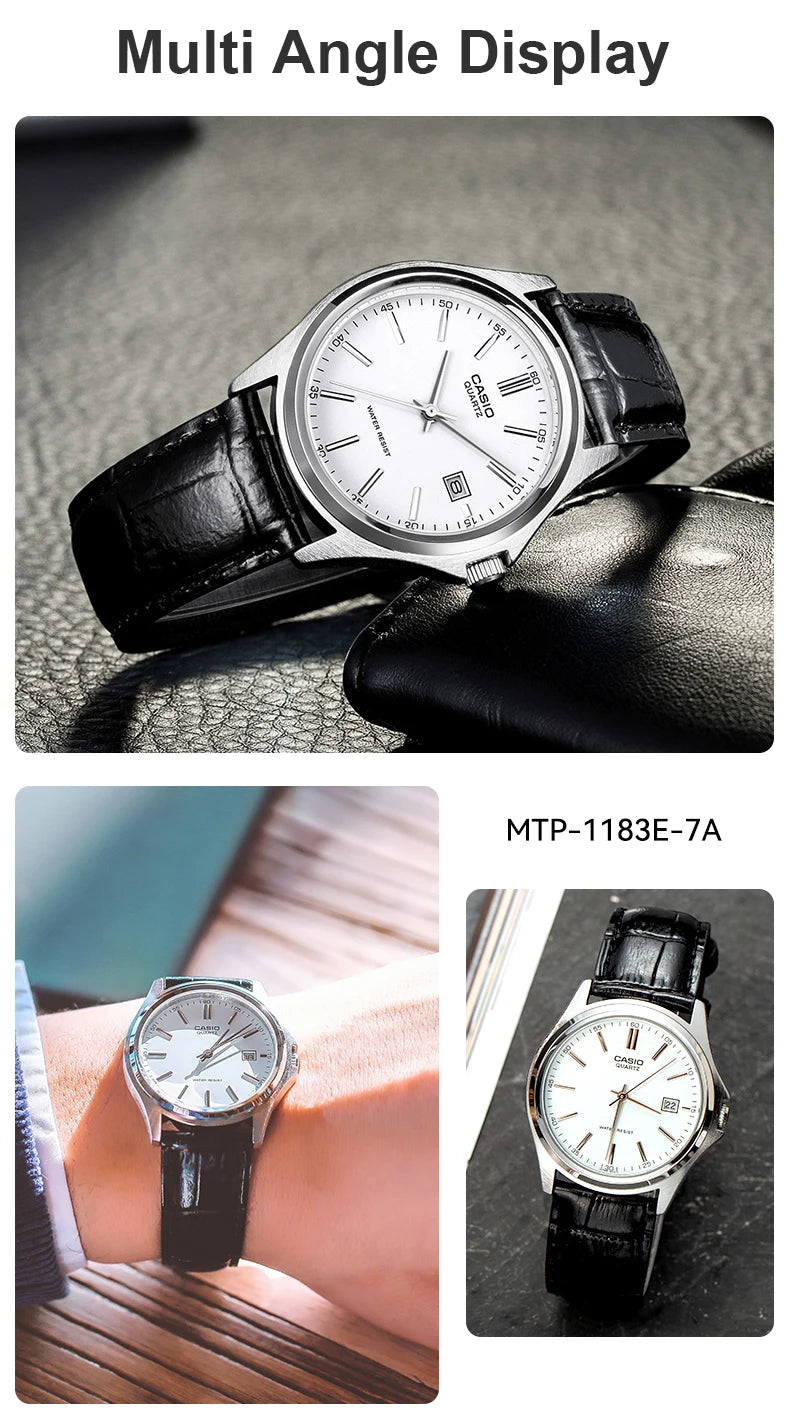 Casio MTP-1183A Women Watch Steel Belt Leather Leisure High Luxury Business Date Simple Diamond Face Quartz Watch Men Watch