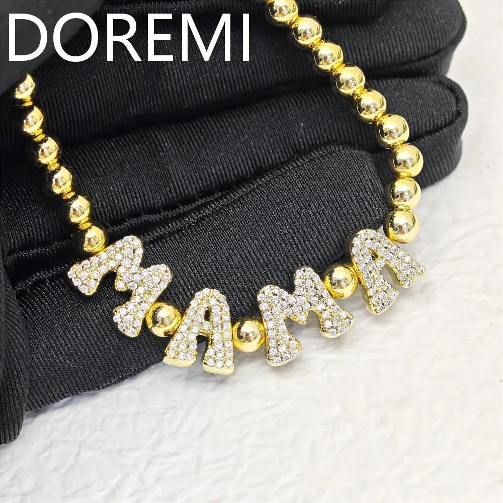 DOREMI Brass Letters Beads Bracelet Custom Jewelry Gift Friendship Bracelets Beads Personalized Initial Bubble Letter Bracelet Brief Boxers