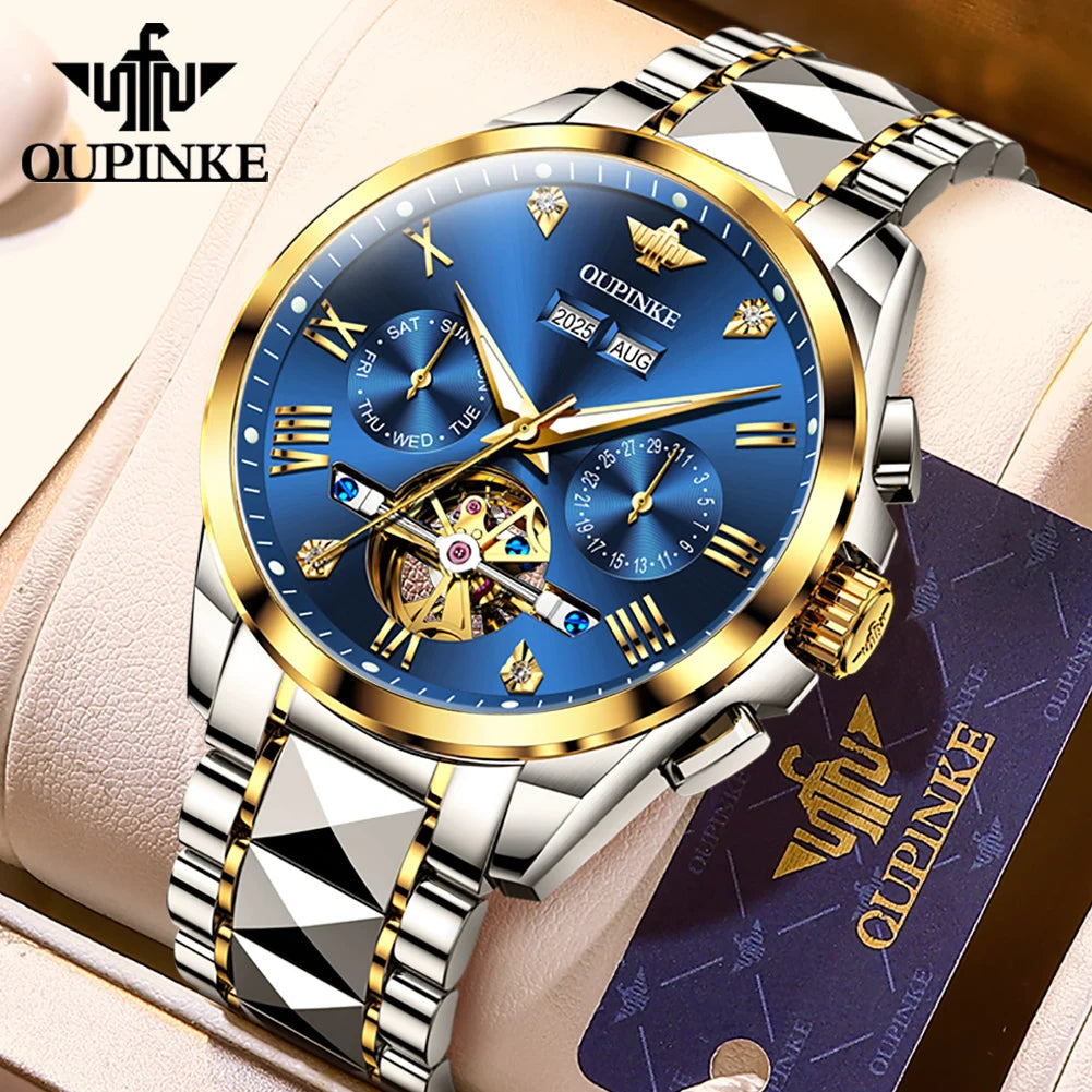 OUPINKE 3240 New Version Automatic Mechanical Watch For Men 44mm Big Dial Deep Waterproof Man Wristwatch Luxury Hollow Watches Brief Boxers