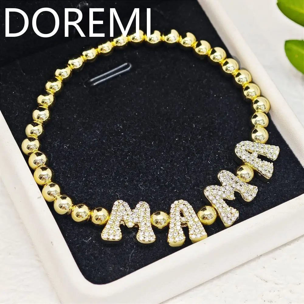 DOREMI Brass Letters Beads Bracelet Custom Jewelry Gift Friendship Bracelets Beads Personalized Initial Bubble Letter Bracelet Brief Boxers